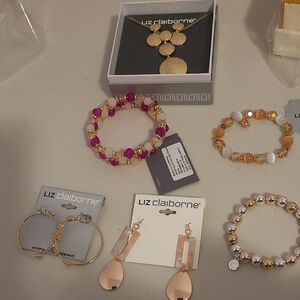 Liz Claiborne Gold Necklace with Pink Accents